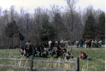 The 2nd Mo Cav and 8th Tx Cav waiting for the Battle of Fallen Timbers to start at Shiloh, TN 2002