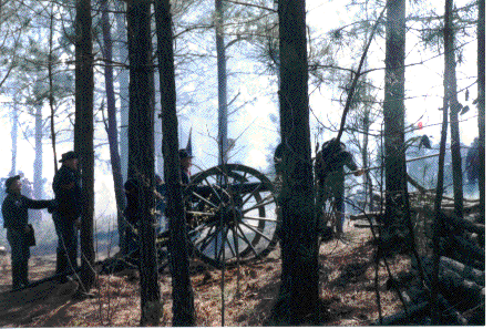 Here we accidently flank the Union's right wing, the day before we also did it and had U.S. Grant in our sights, but Colonel Forrest wouldn't allow us to shoot him, at Shiloh, TN 2002